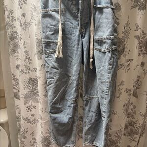 Light Blue Denim barrel style Pants